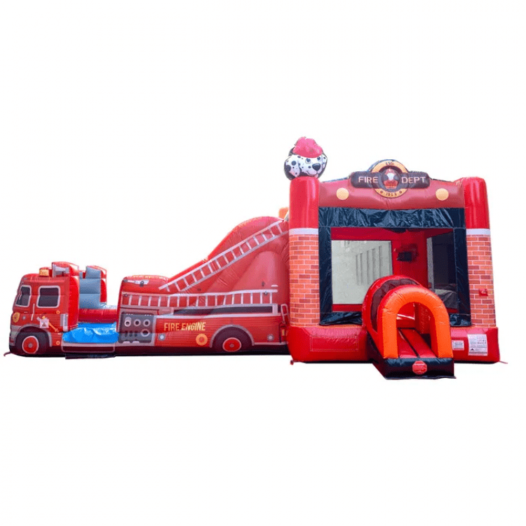 Mega Fire Truck Water Slide Bounce House Wet