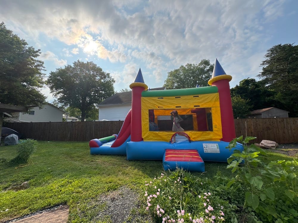 02 castle combo backyard with kids School Field Day Bounce House Rentals